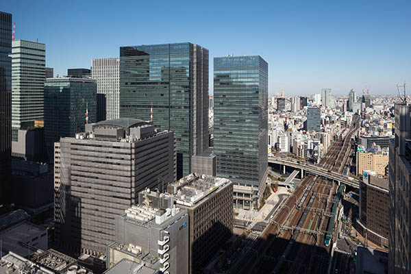 an outside view from the room looking down the city