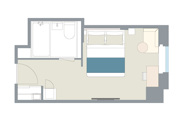 layout drawing of QUEEN DELUXE NO VIEW 20sqm