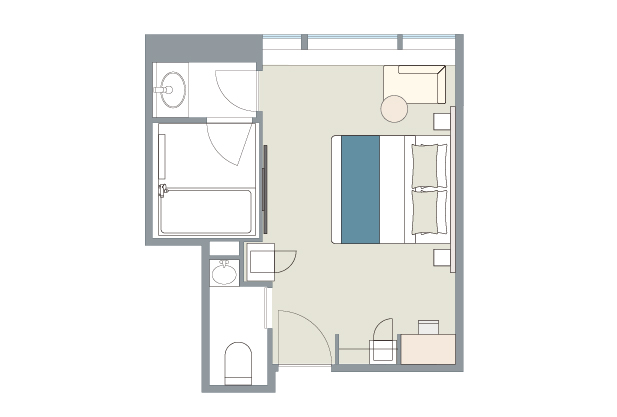 layout drawing of KING DELUXE 28sqm