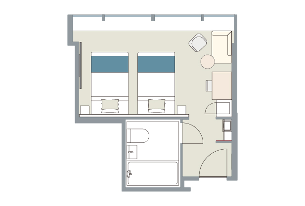 layout drawing of DELUXE TWIN 28sqm